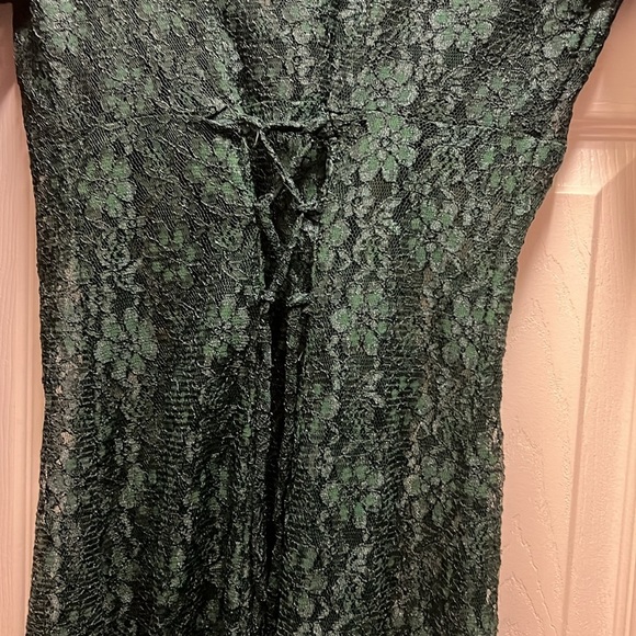 Vintage Dark Green Lace Cardigan With Buttons And Corset - Picture 6 of 6